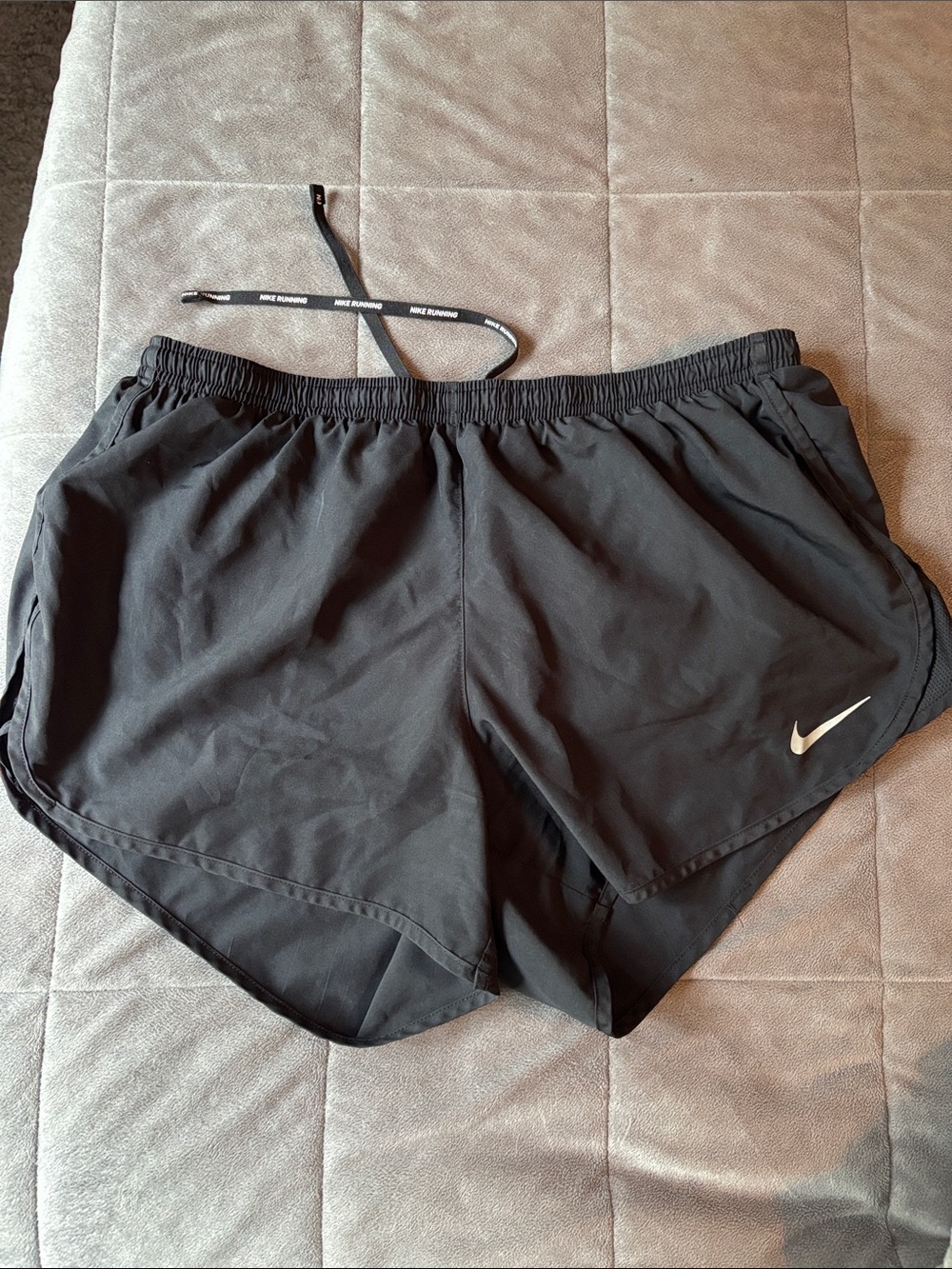 Nike Black Women's Athletic dry fit Running Shorts with White Swoosh